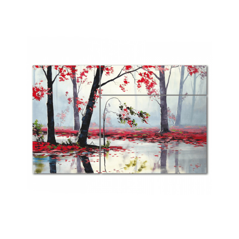 Τρίπτυχος πίνακας σε καμβά Άνθη στο Δάσος